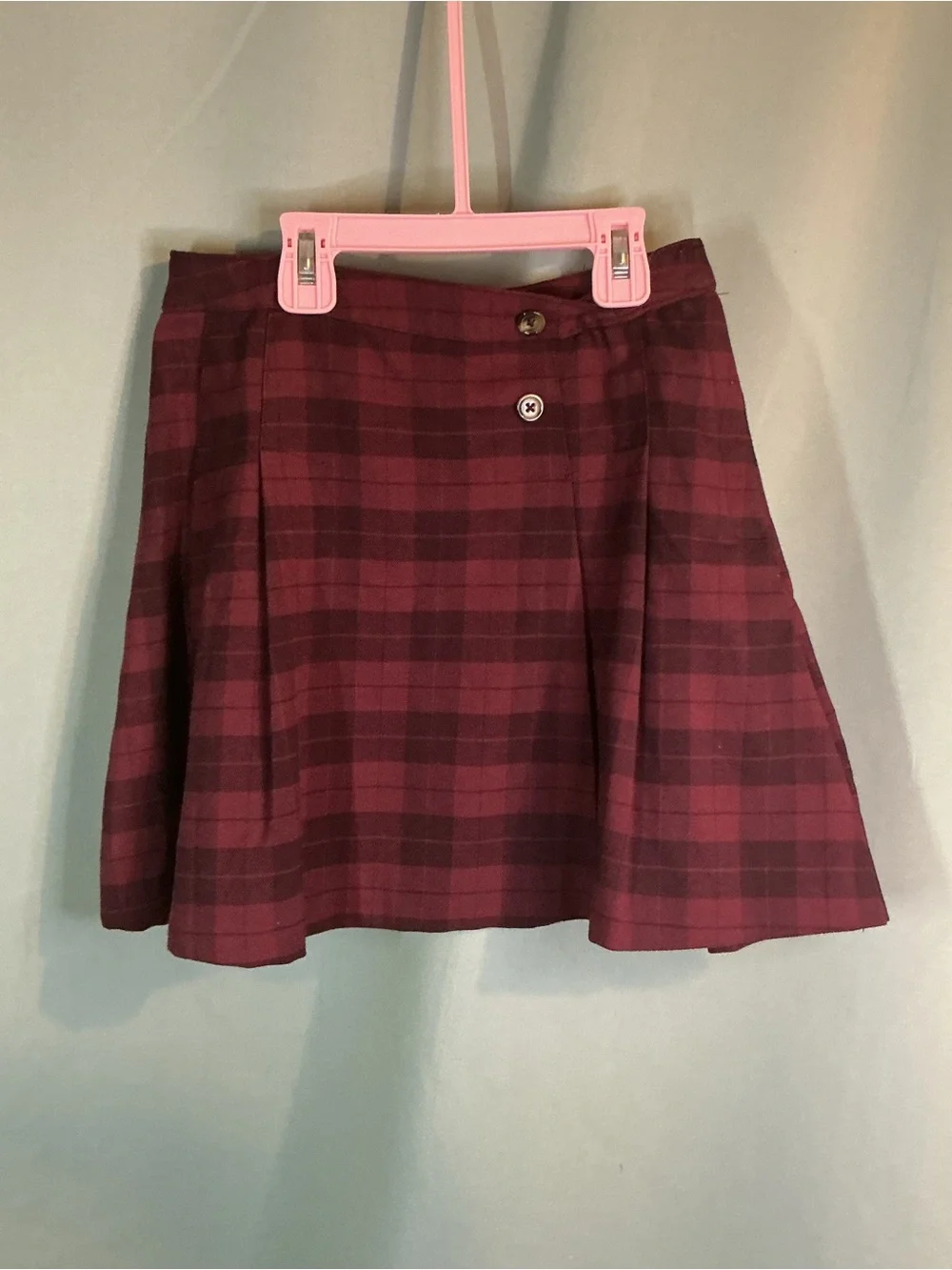 H&M Burgundy Plaid Circle Skater Skirt